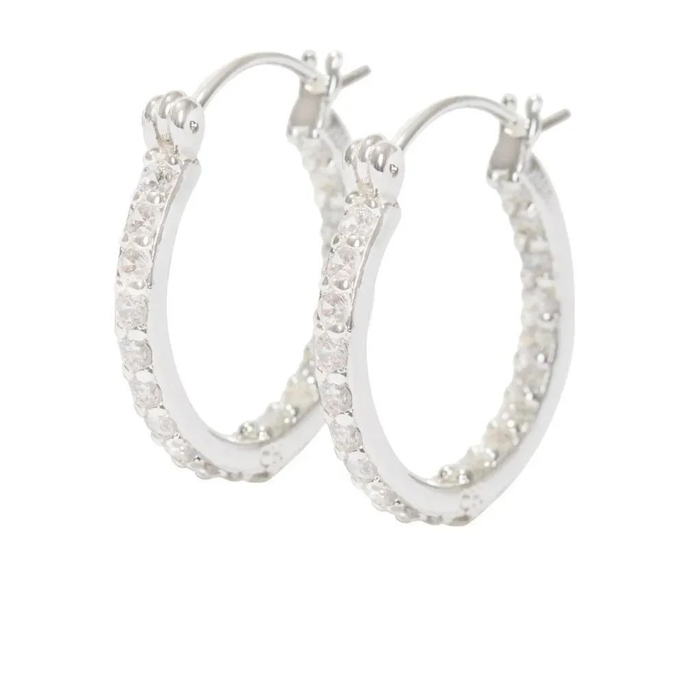 Crystal Haze Mini Serena Silver Plated Hoop Earrings Clear CZ